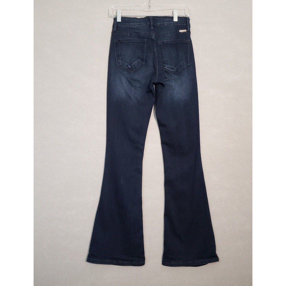 KanCan Dark Wash Flare Women's Small Jeans Tall Whiskered High Rise Denim - Picture 3 of 15